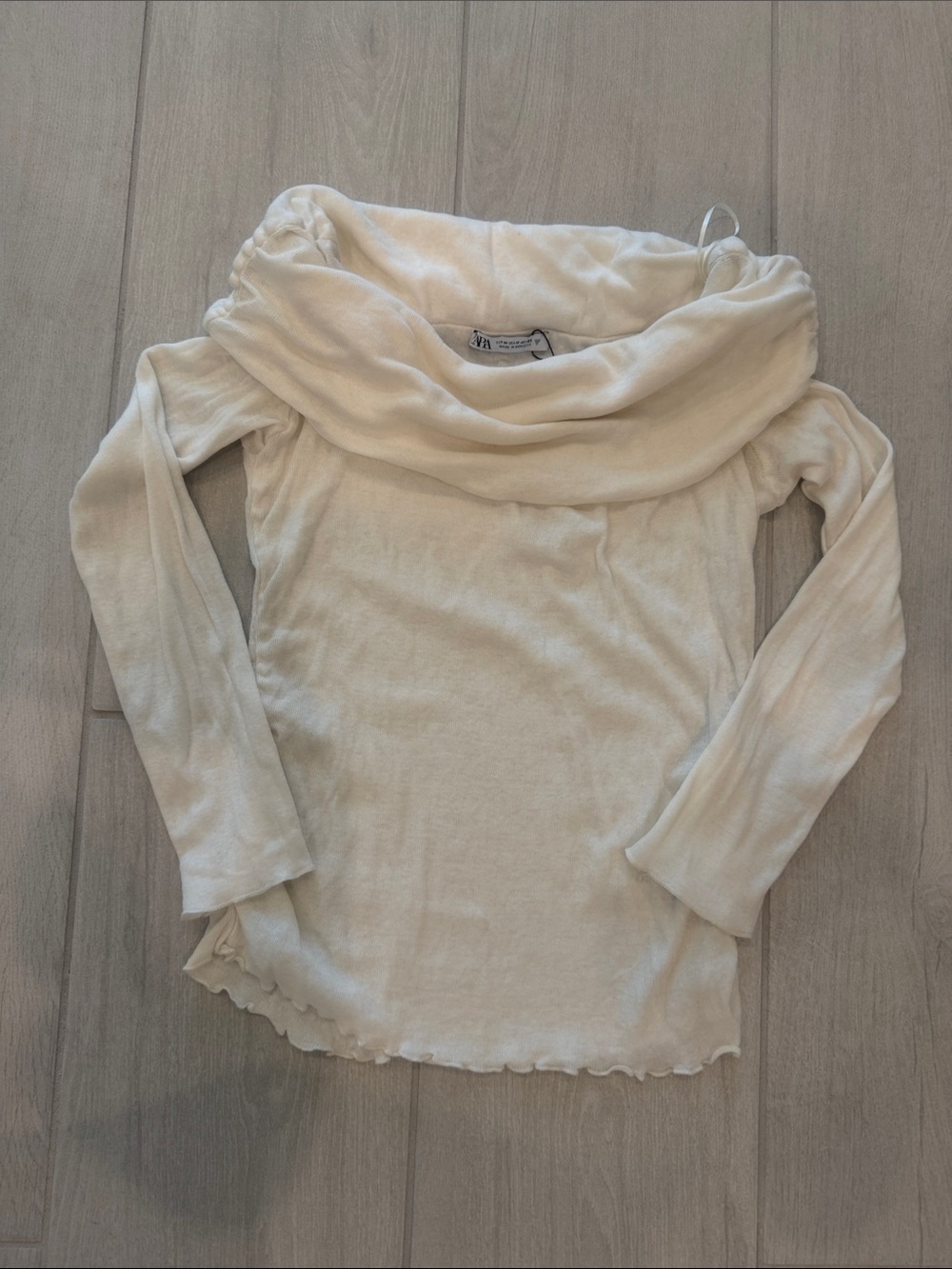 Zara Cream Off-Shoulder Cowl Neck Sweater